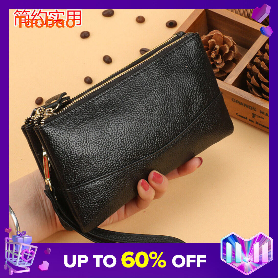 Women's Clutch Women's Wallet Long Double Zipper 2022 New Large Capacity Handbag Coin Purse Soft Leather Mobile Phone Bag