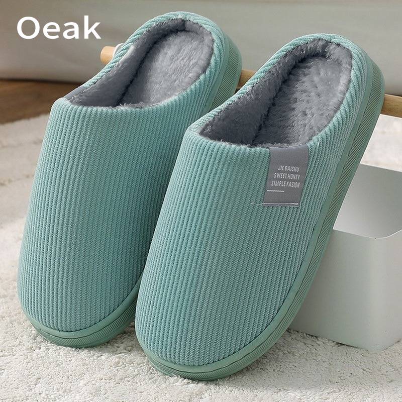 Oeak Women Winter House Slippers Sturdy Shoes Non-slip Soft Autumn Men House Slippers Warm Indoor Bedroom Lovers Couples Floor Slides