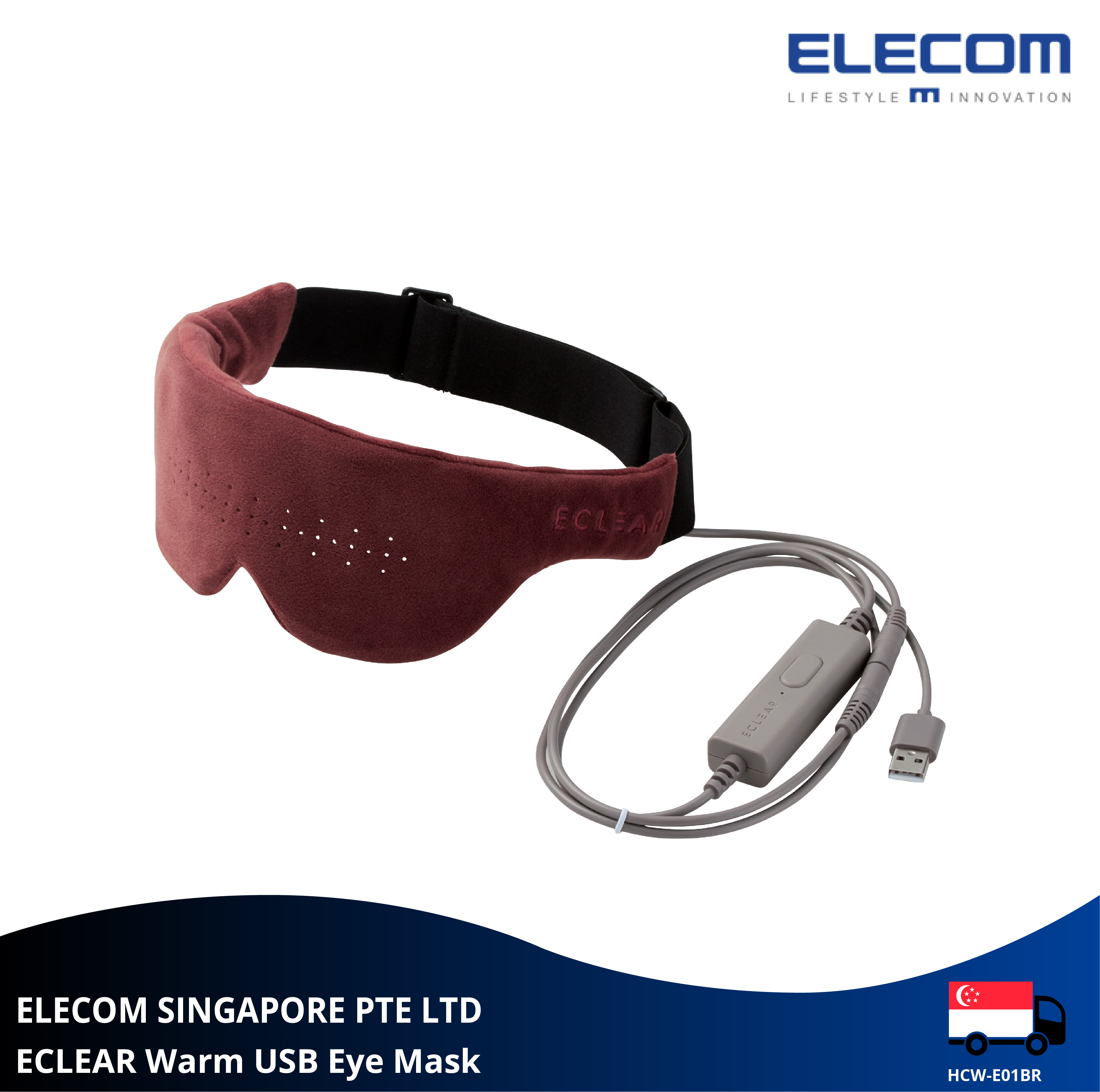 ELECOM ECLEAR Warm USB Hot Eye Mask/ Heated Eye Mask/ Temperature Heating Hot Eye Mask/Temperature Control Eye Mask for Travel