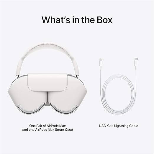 Apple AirPods Max Wireless On-Ear Headphones, Active Noise Cancellation, Transparency Mode, Personalized Spatial Audio, Dolby Atmos, Bluetooth Headphones for iPhone - Silver