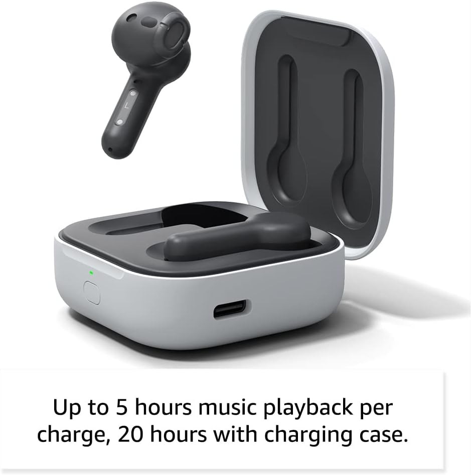 Amazon Echo Buds (newest model), True Wireless Bluetooth 5.2 Earbuds with Alexa, audio personalization, multipoint, 20H battery with charging case, fast charging, sweat resistant, Black